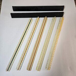 LOT (5) VTG 12" Engineer Architect Triangular Rulers Helix Hughes-Owens Keuffel